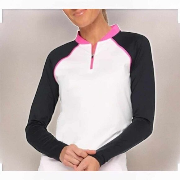 Belyn Key Tops - Belyn Key Sophia Long Sleeve UPF 50 Raglan Long Sleeves Preppy Golf Size XL